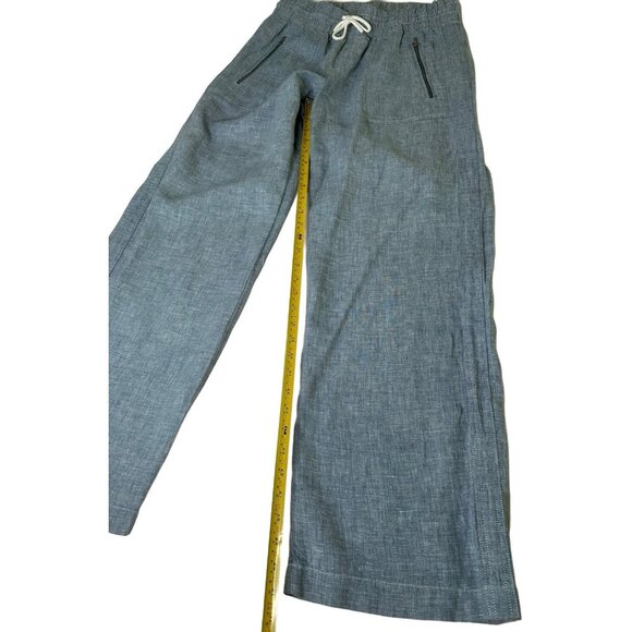 Athleta Cabo Linen Wide Leg Pants in Blue Size 10 - Picture 8 of 10